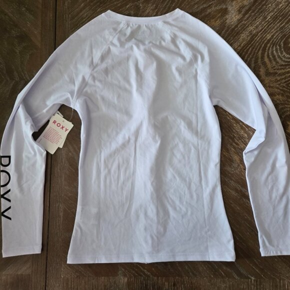 ROXY New Essentials LS Zipped Rashguard Small | White Long Sleeve Swim Shirt NWT - Picture 4 of 5